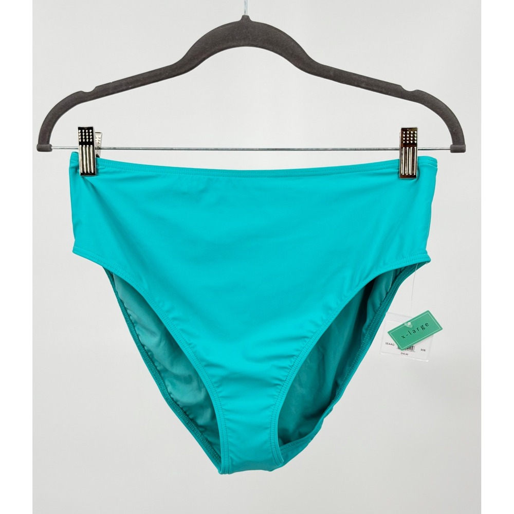 Sunsets High Road Bikini Bottom Womens XL Aqua High Waist Swim NWT